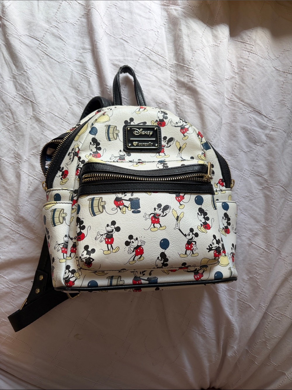 Loungefly White Mickey Mouse Allover Mini Backpack